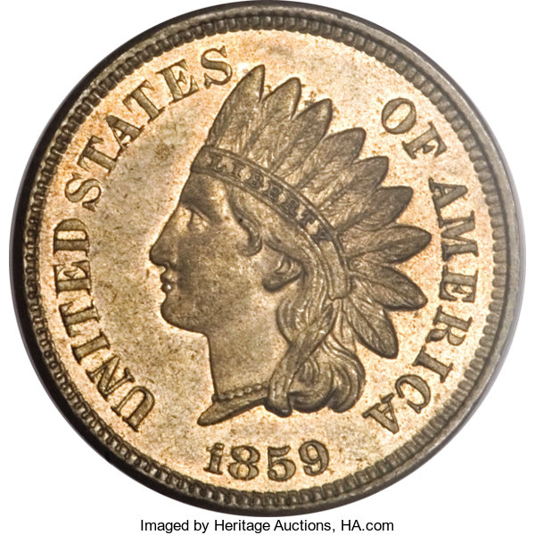 1859 Indian Head Cent Error Dual Obverse MS62